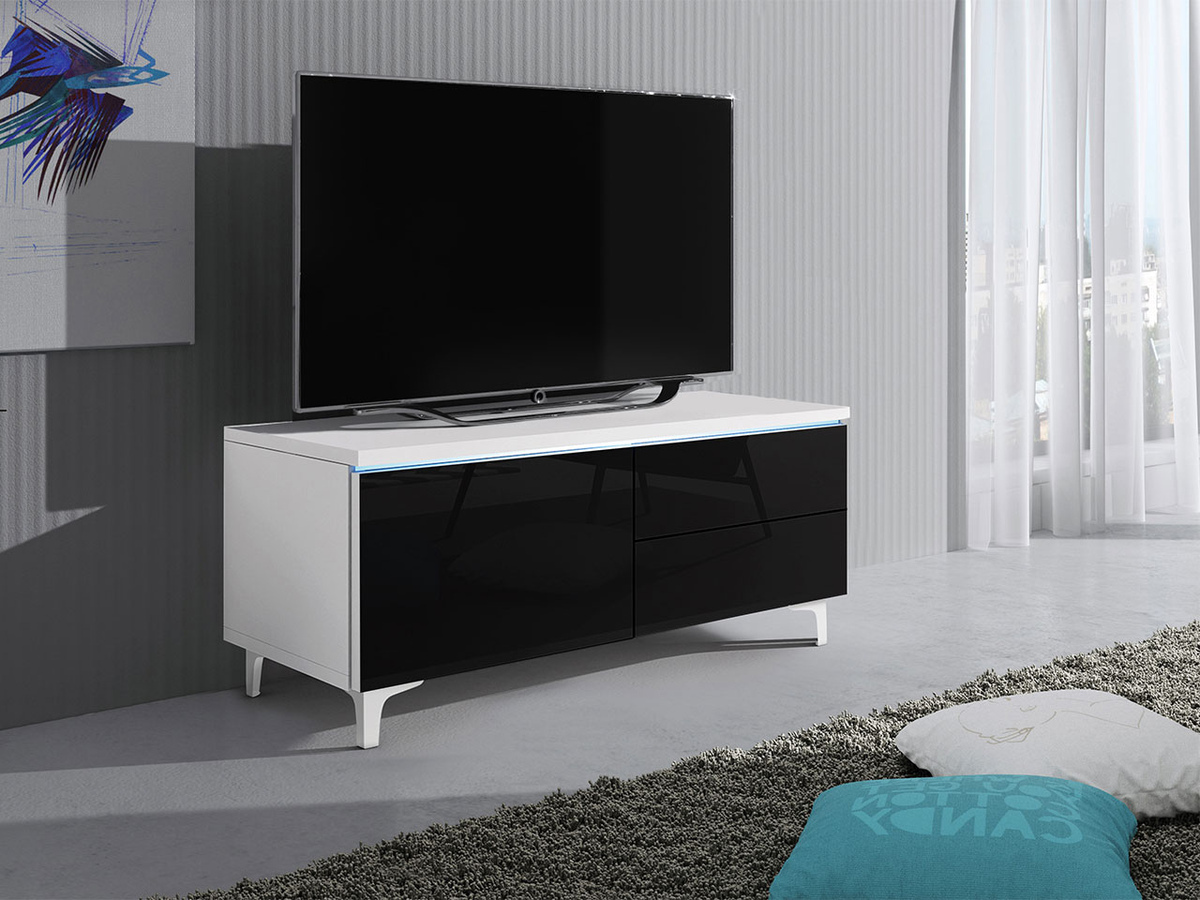 TV-bord Uva III (Hvid + Blank sort)