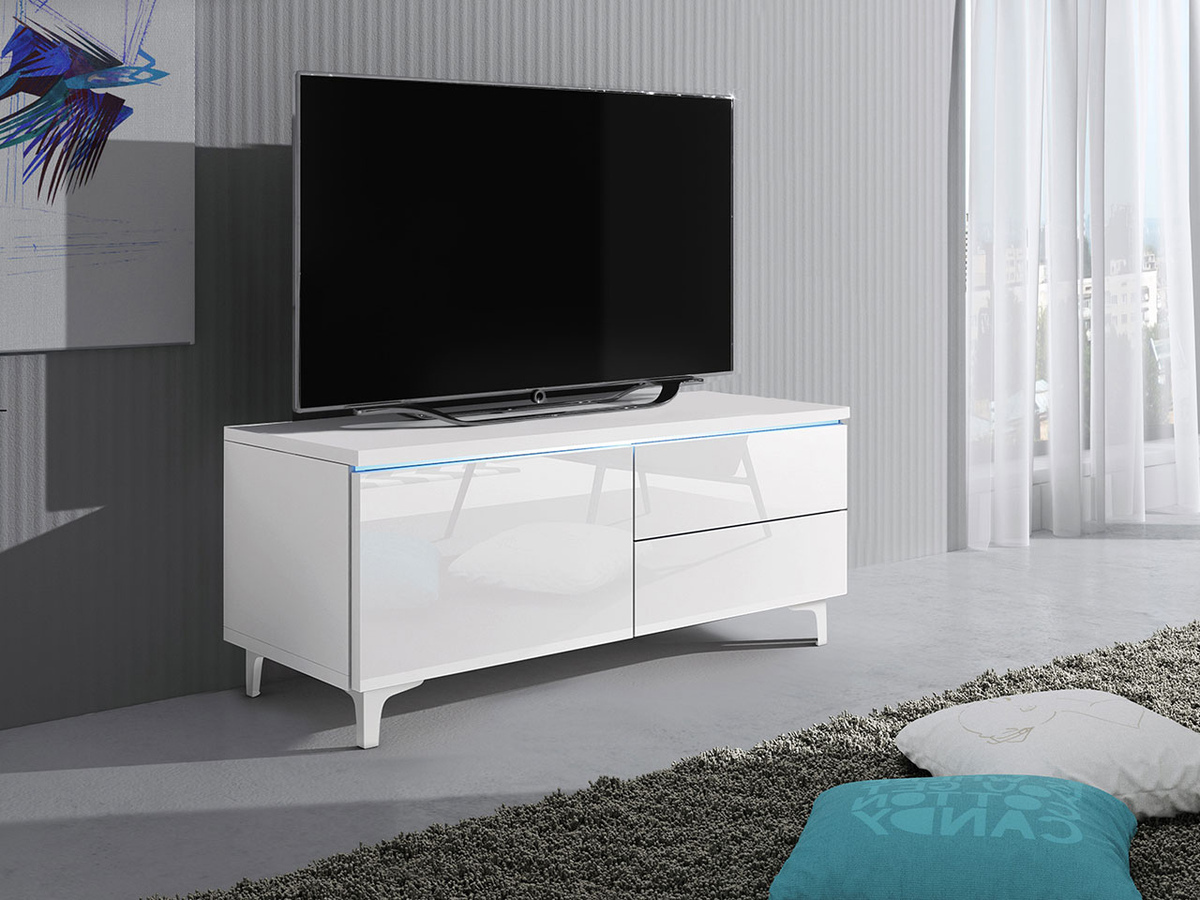 TV-bord Uva III (Hvid + Glansfuld hvid)