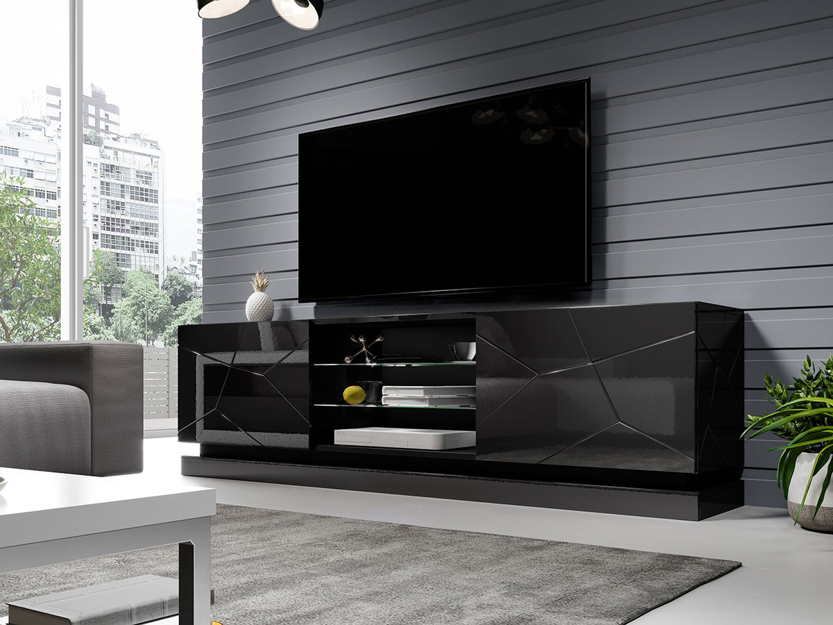 TV-bord Linar I (Sort + Blank sort)