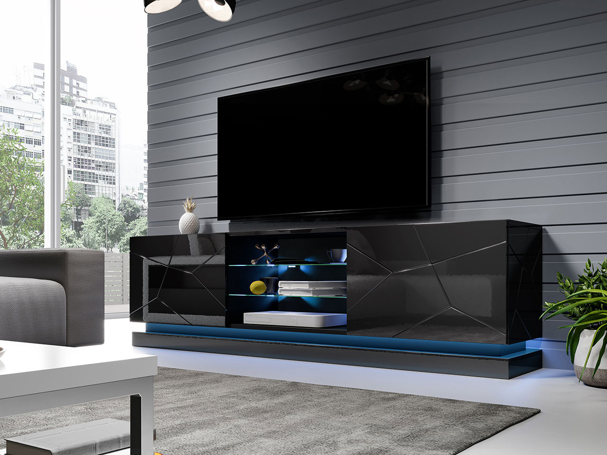TV-bord Linar I (Sort + Blank sort)