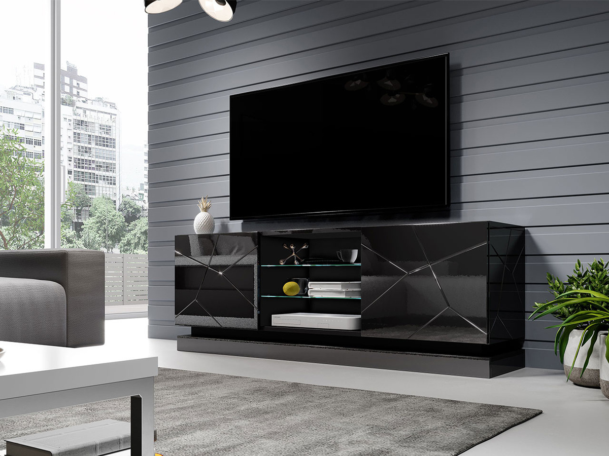 TV-bord Linar (Sort + Blank sort)