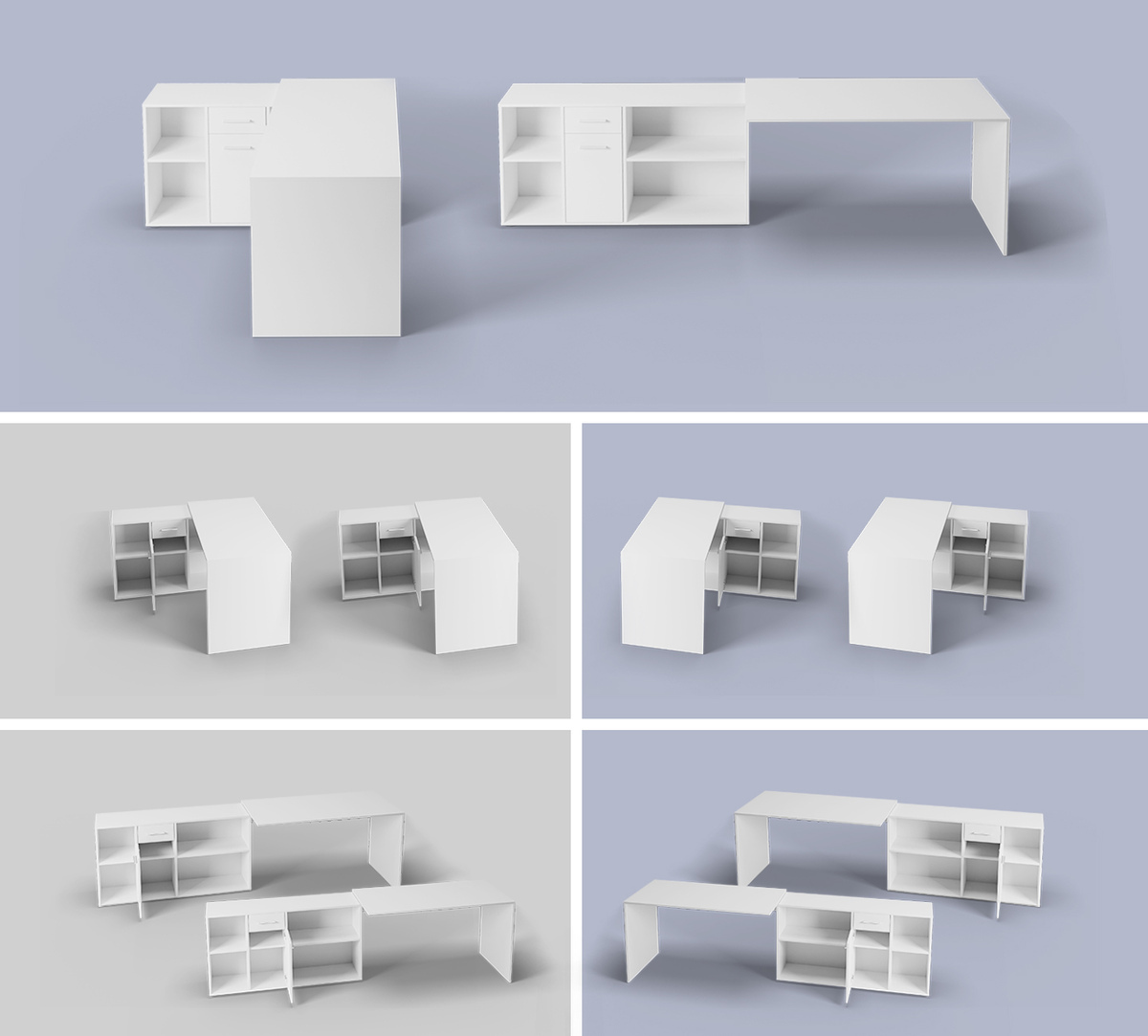 Hjørneskrivebord Bristol 122 (Beton + Hvid)