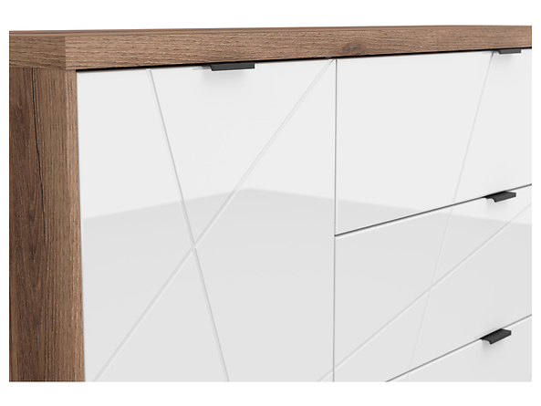 Kommode Fivale 100 (Mørk Delano eg + Glansfuld hvid)