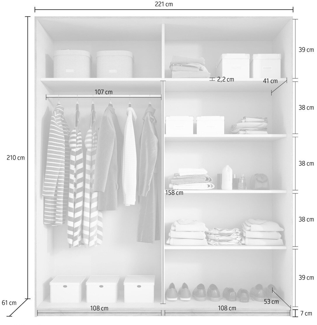 Garderobeskab Levruvu 105 (Kloster eg + Sort)