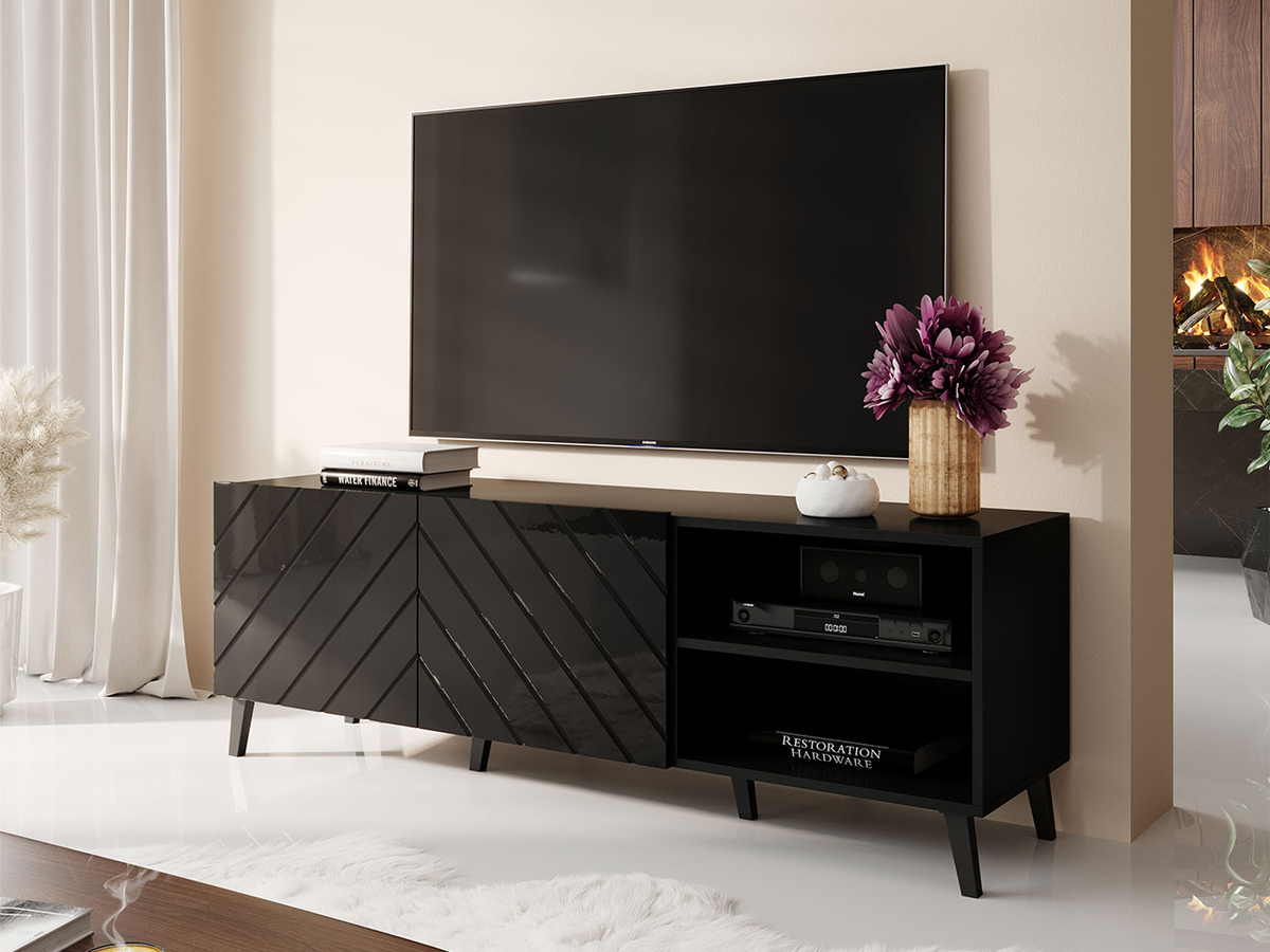 TV-bord Charlotte 144 (Sort + Blank sort)