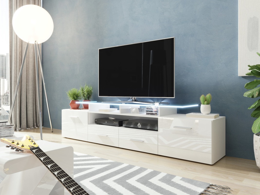 TV-bord Charlotte 117 (Hvid + Glansfuld hvid)