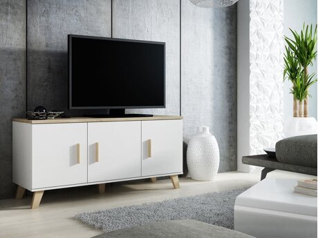 TV-bord Larfloi 106 (Hvid + Sonoma eg)