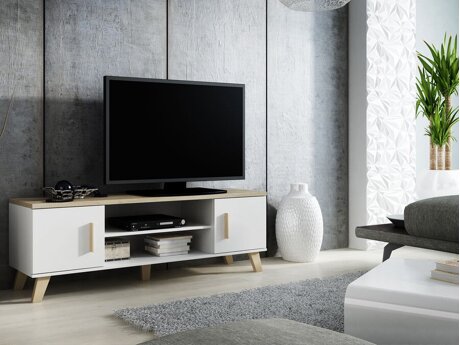 TV-bord Larfloi 108 (Hvid + Sonoma eg)