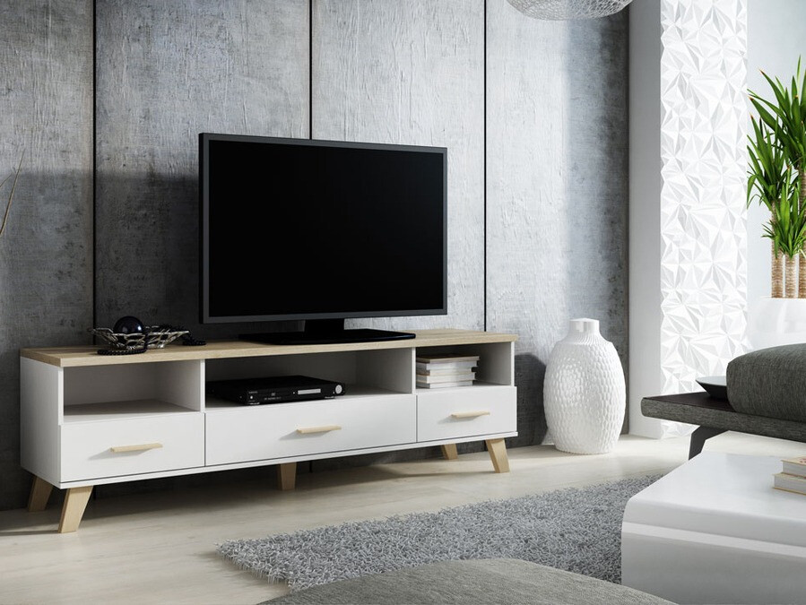 TV-bord Larfloi 109 (Hvid + Sonoma eg)