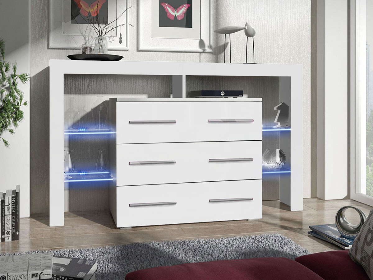 Kommode Aestas I (Hvid + Glansfuld hvid)