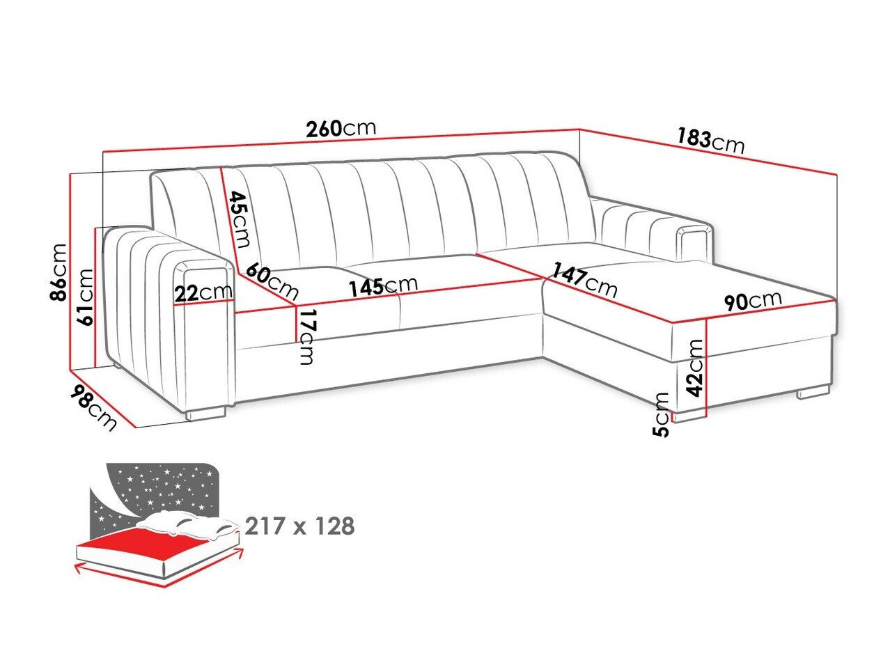 Hjørnesofa Columbus 166 (Manila 02)
