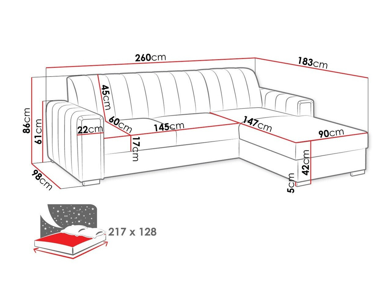 Hjørnesofa Columbus 166 (Manila 26)
