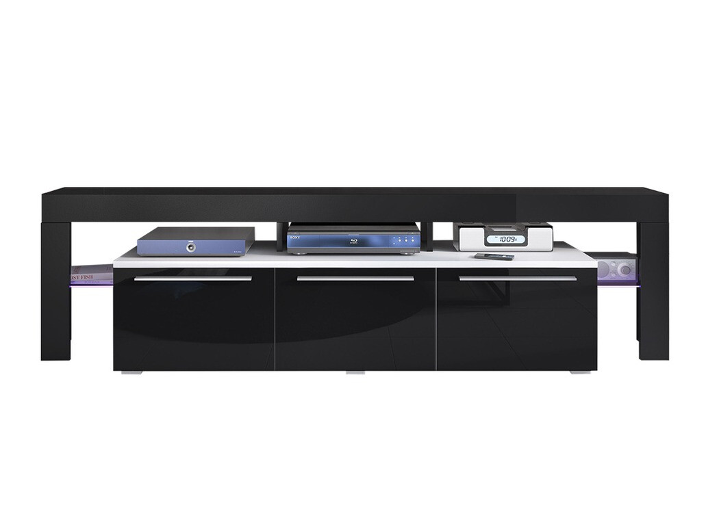 TV-bord Arbor (Hvid + Blank sort)