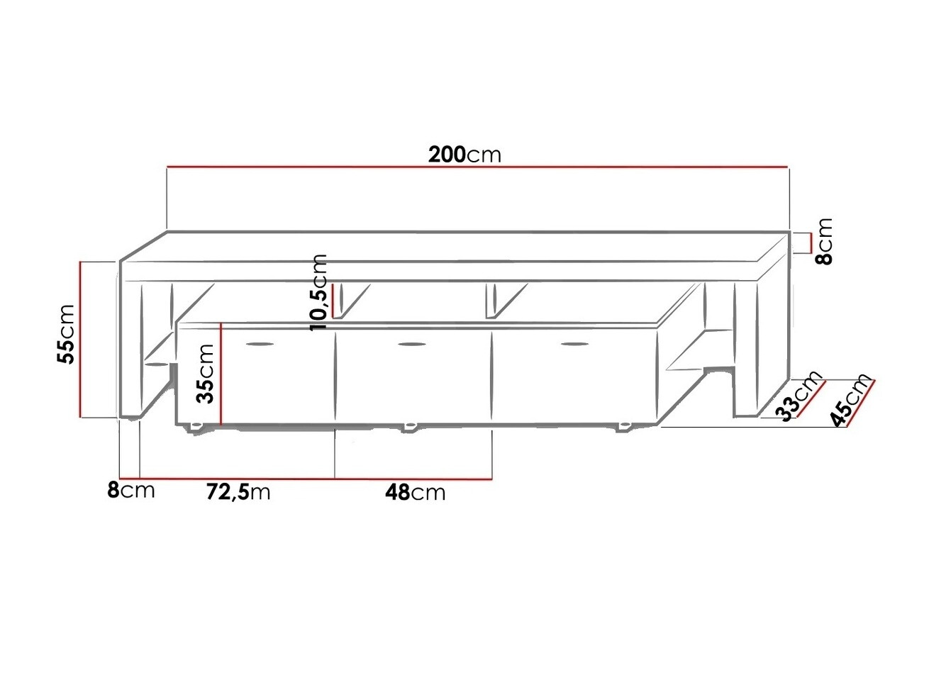 TV-bord Arbor (Hvid + Blank sort)