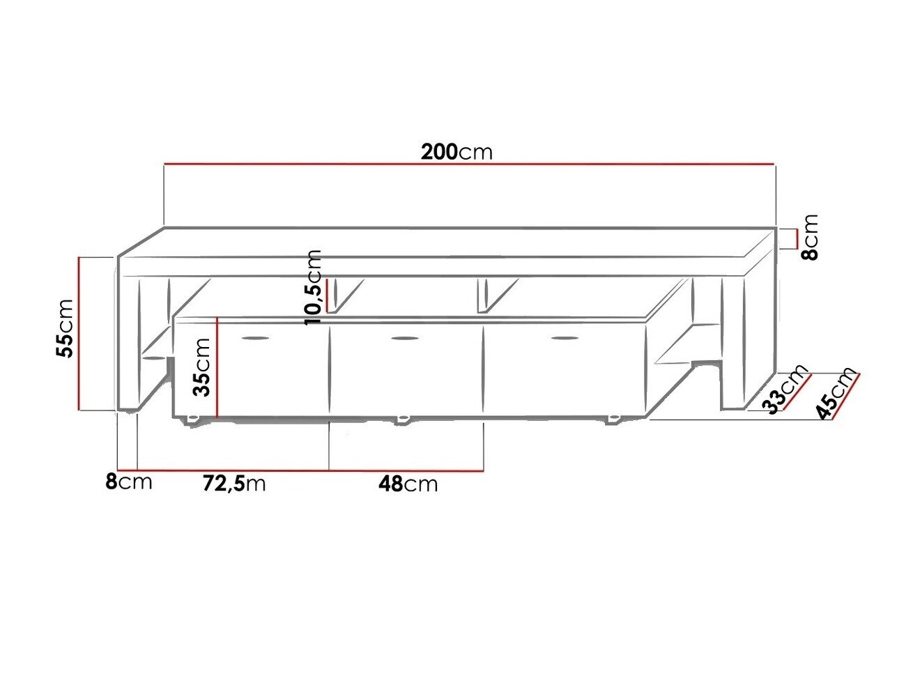 TV-bord Nashville 103 (Hvid + Blank sort)