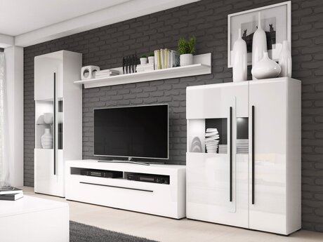 Stuemøbelsæt Ophsalu 111 (Hvid + Glansfuld hvid)