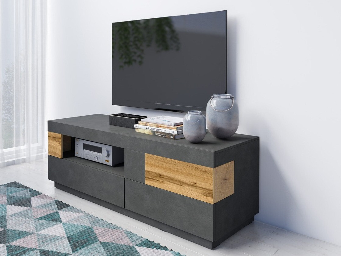 TV-bord Livlore 103 (Matera grå + Wotan eg)
