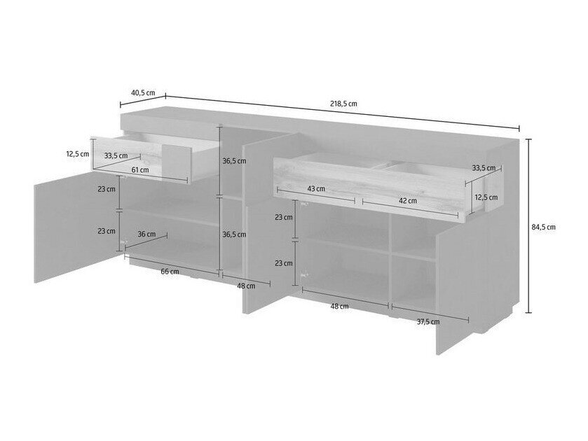 Stuemøbelsæt Livlore 108 (Matera grå + Wotan eg)