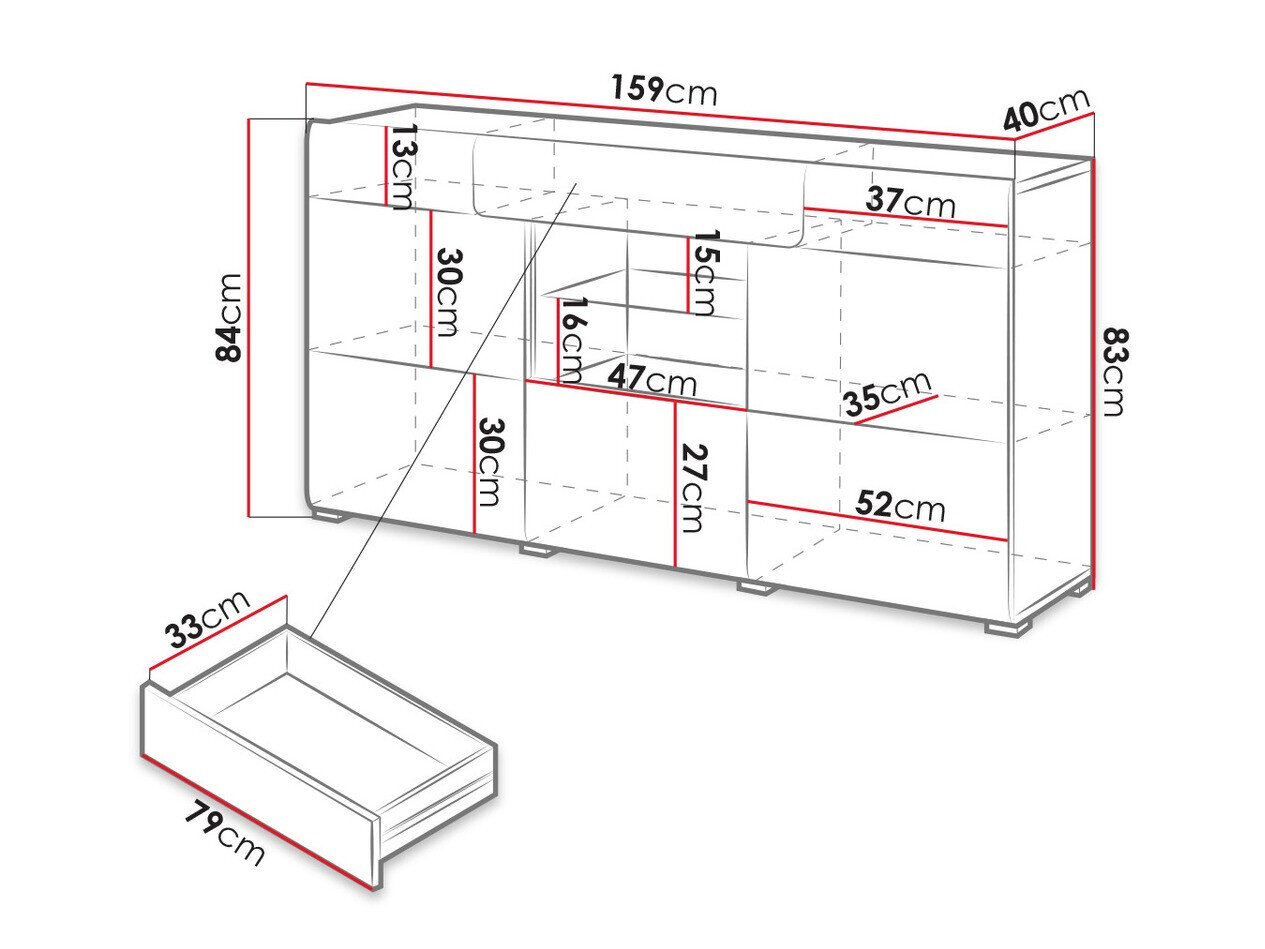 Kommode Torsone 108 (Antracit + Gloss antracit + Grandson eg)