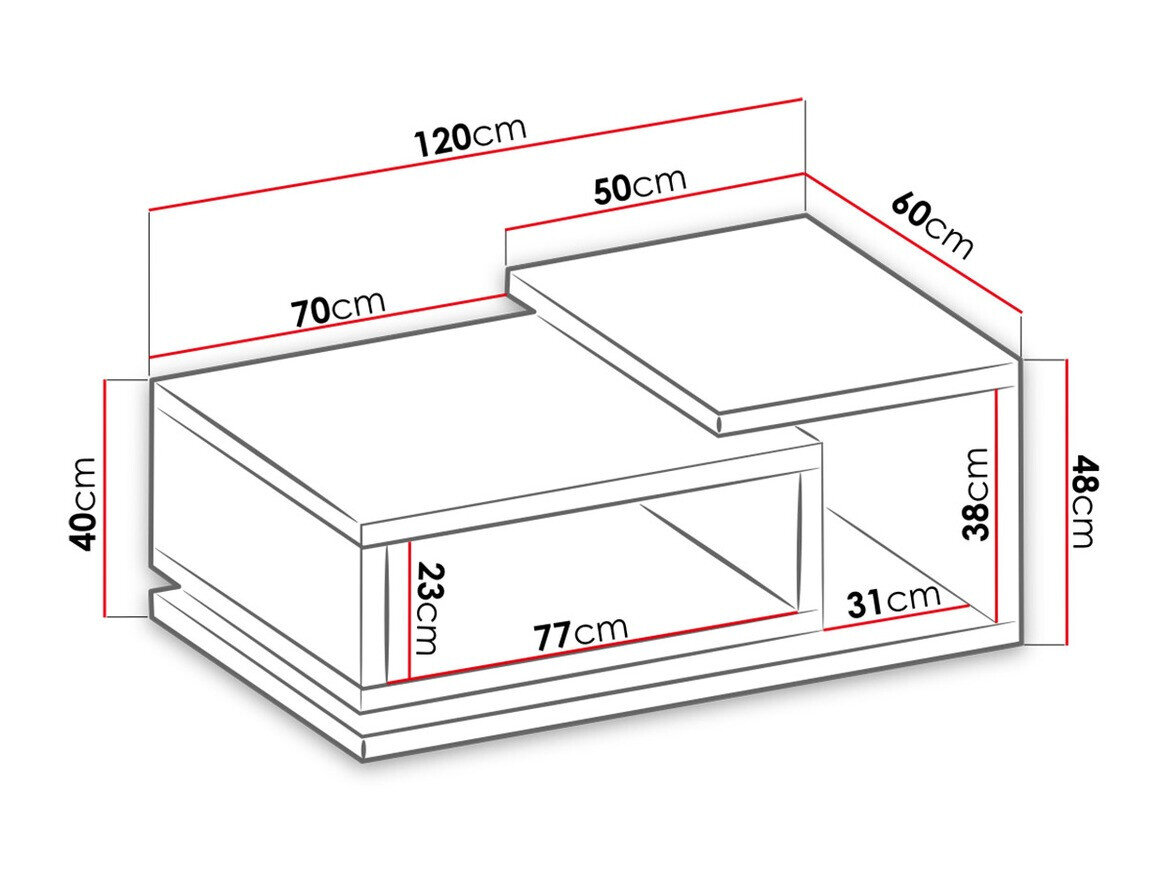 Sofabord Lutiva 104 (Matera grå + Mørk gran)