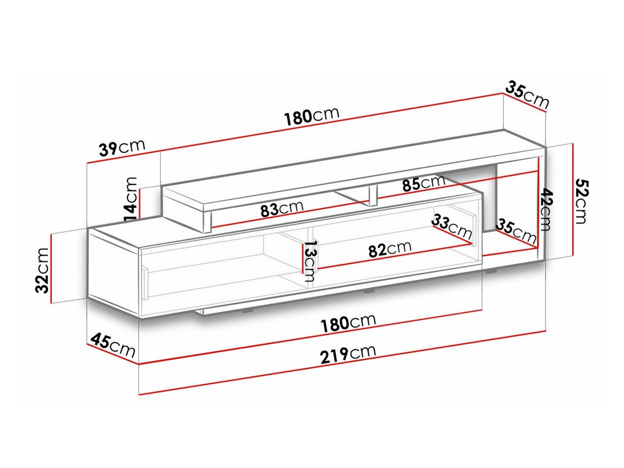 TV-bord Lutiva 103 (Antracit + Ribbec egetræ)