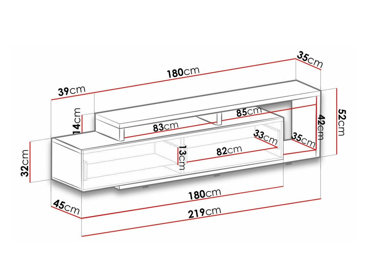 TV-bord Lutiva 103 (Matera grå + Mørk gran)