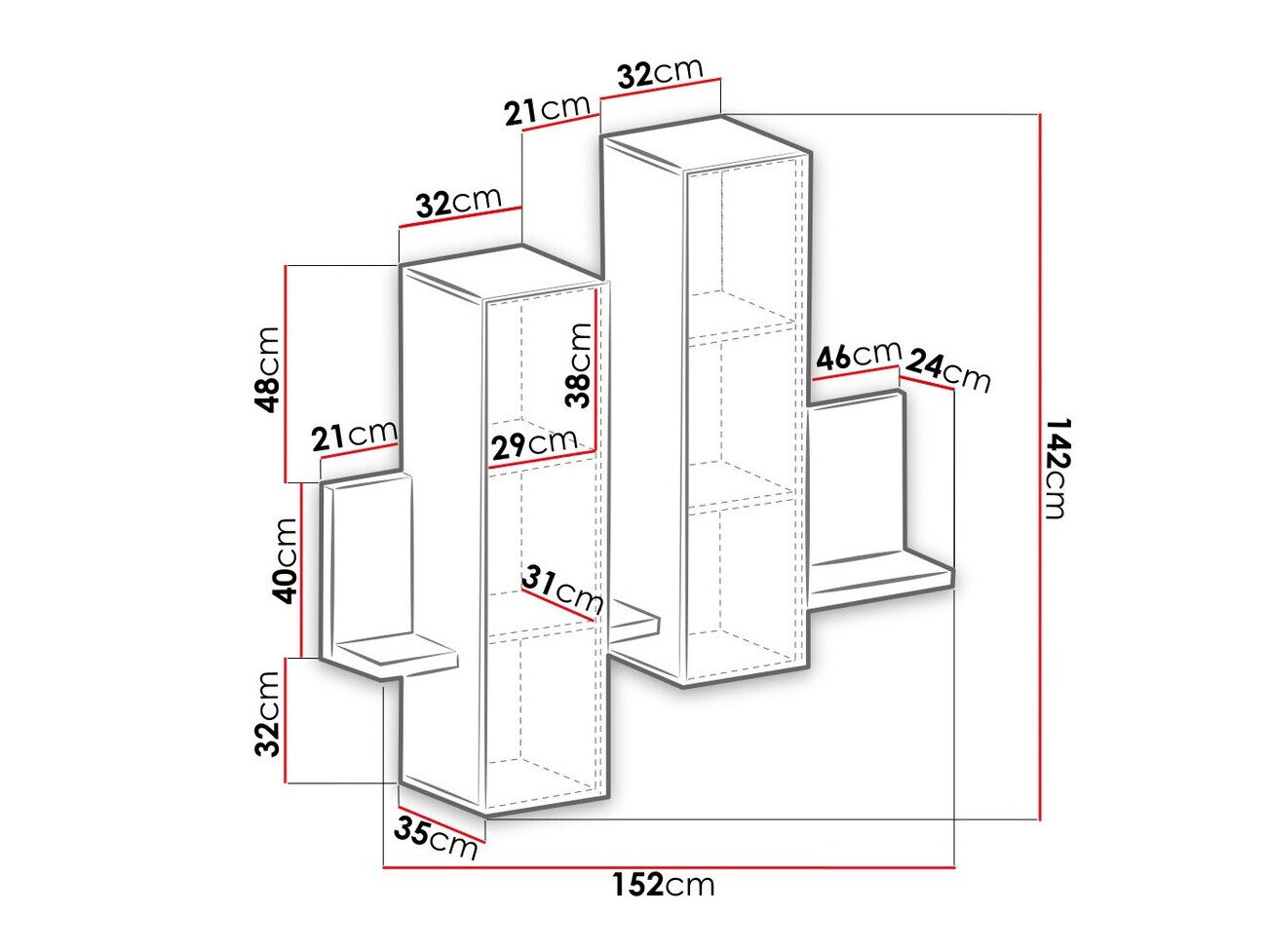 Vægskab Lutiva 101 (Antracit + Ribbec egetræ)