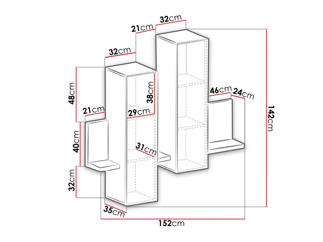 Vægskab Lutiva 101 (Hvid + Beton)