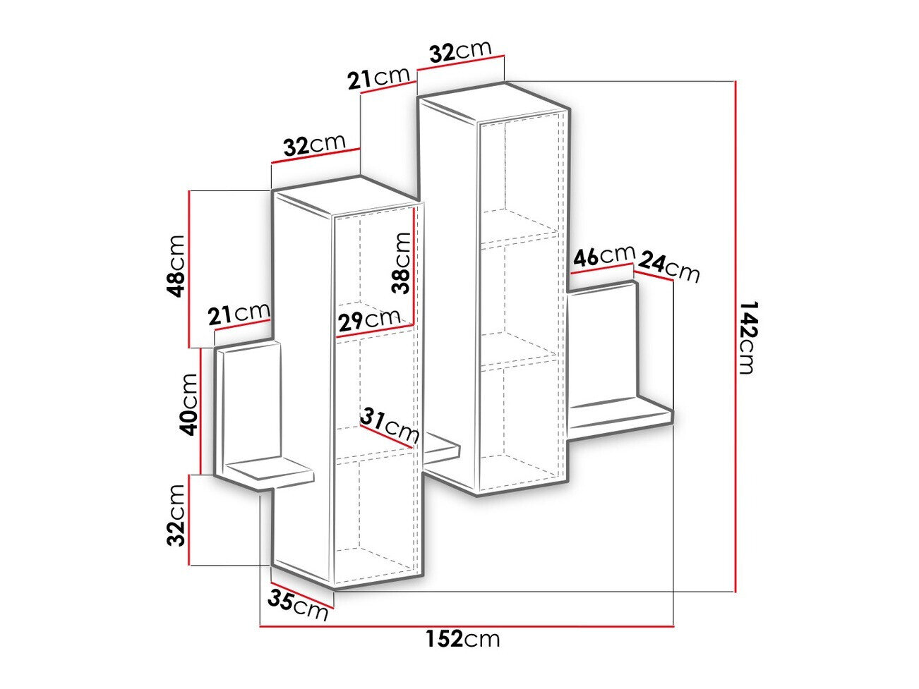 Vægskab Lutiva 101 (Mat sort)