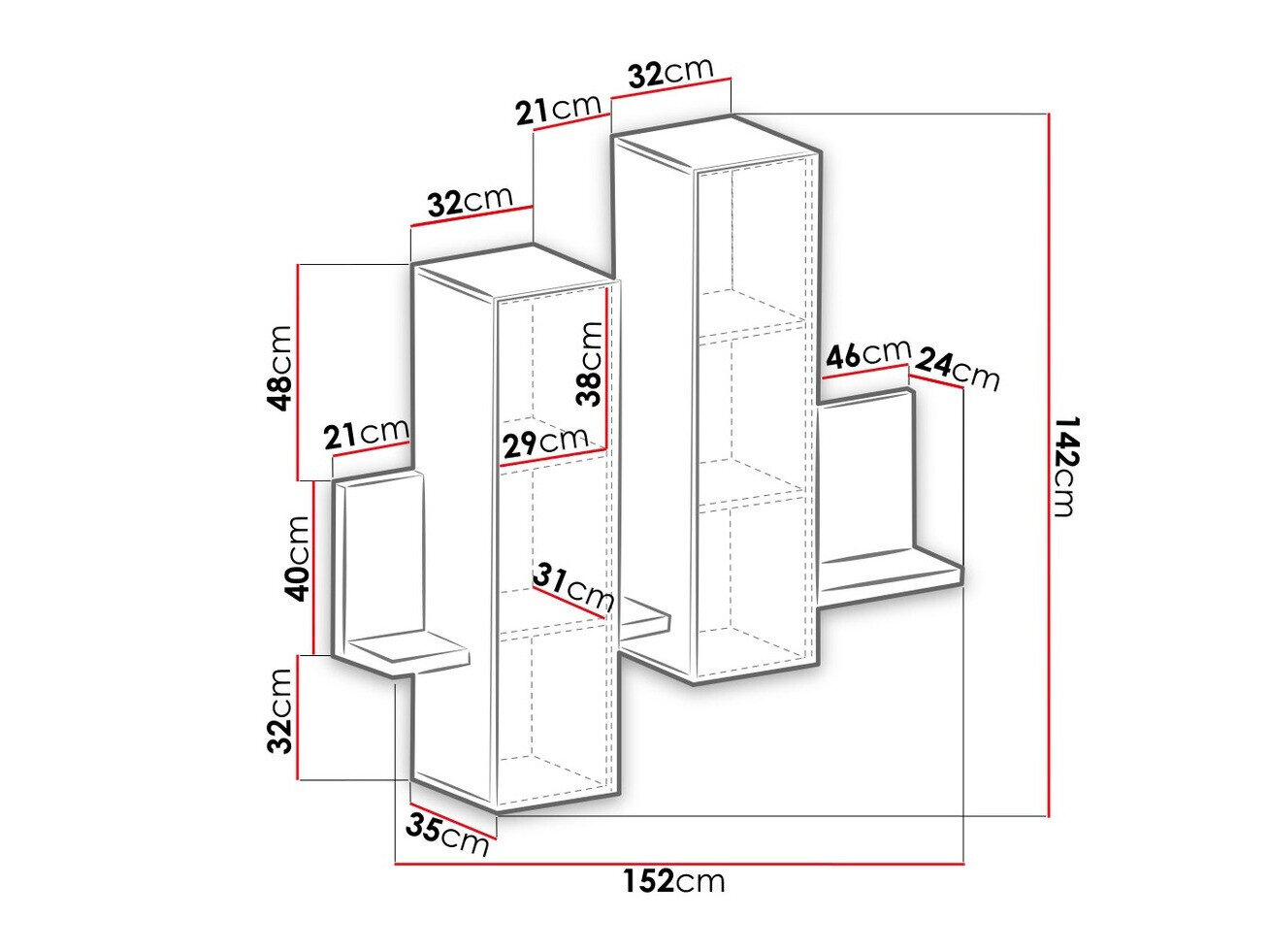 Vægskab Lutiva 101 (Matera grå + Mørk gran)