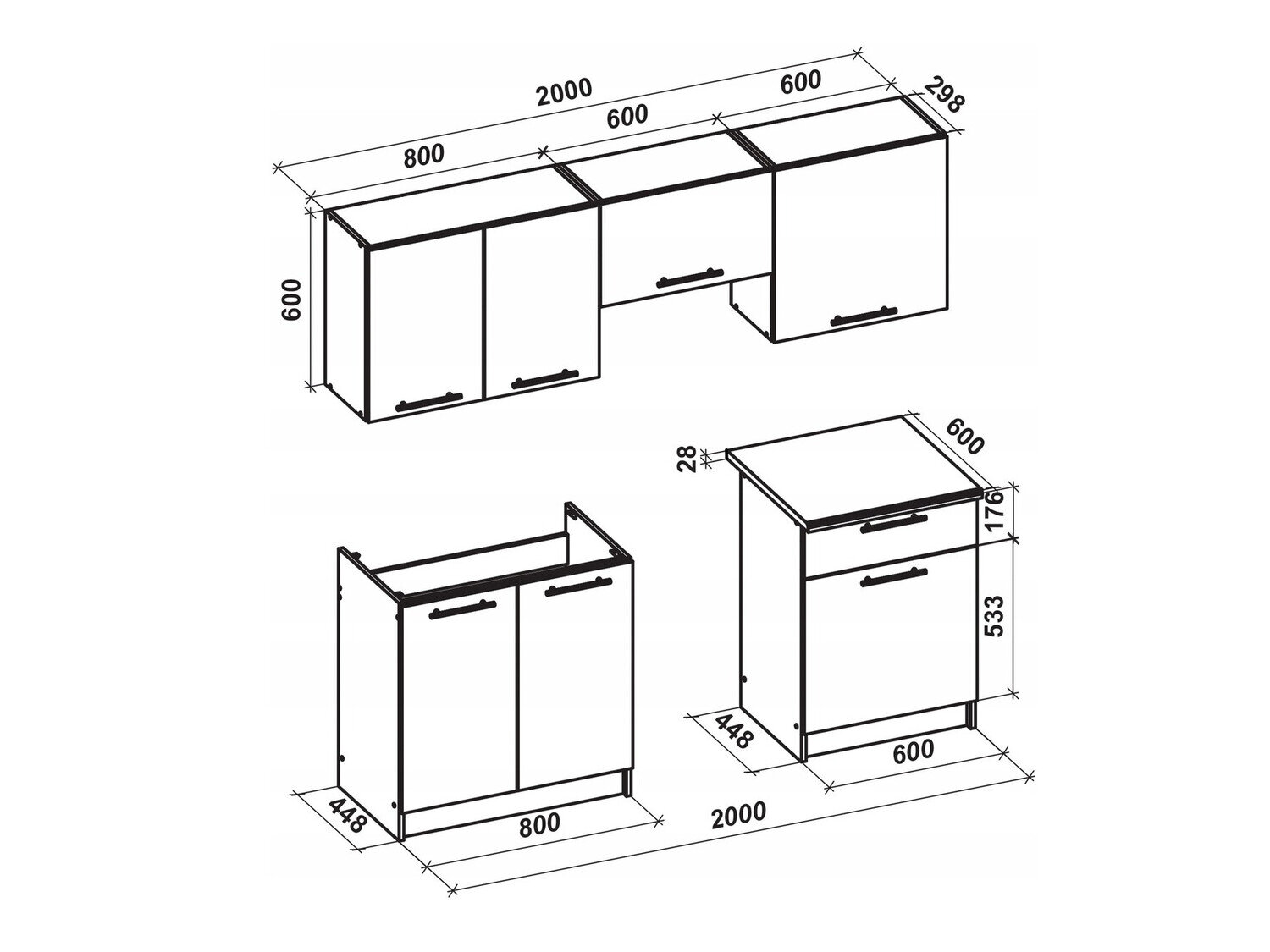 Køkkensæt Houston 857 (Glansfuld hvid + Sonoma eg)