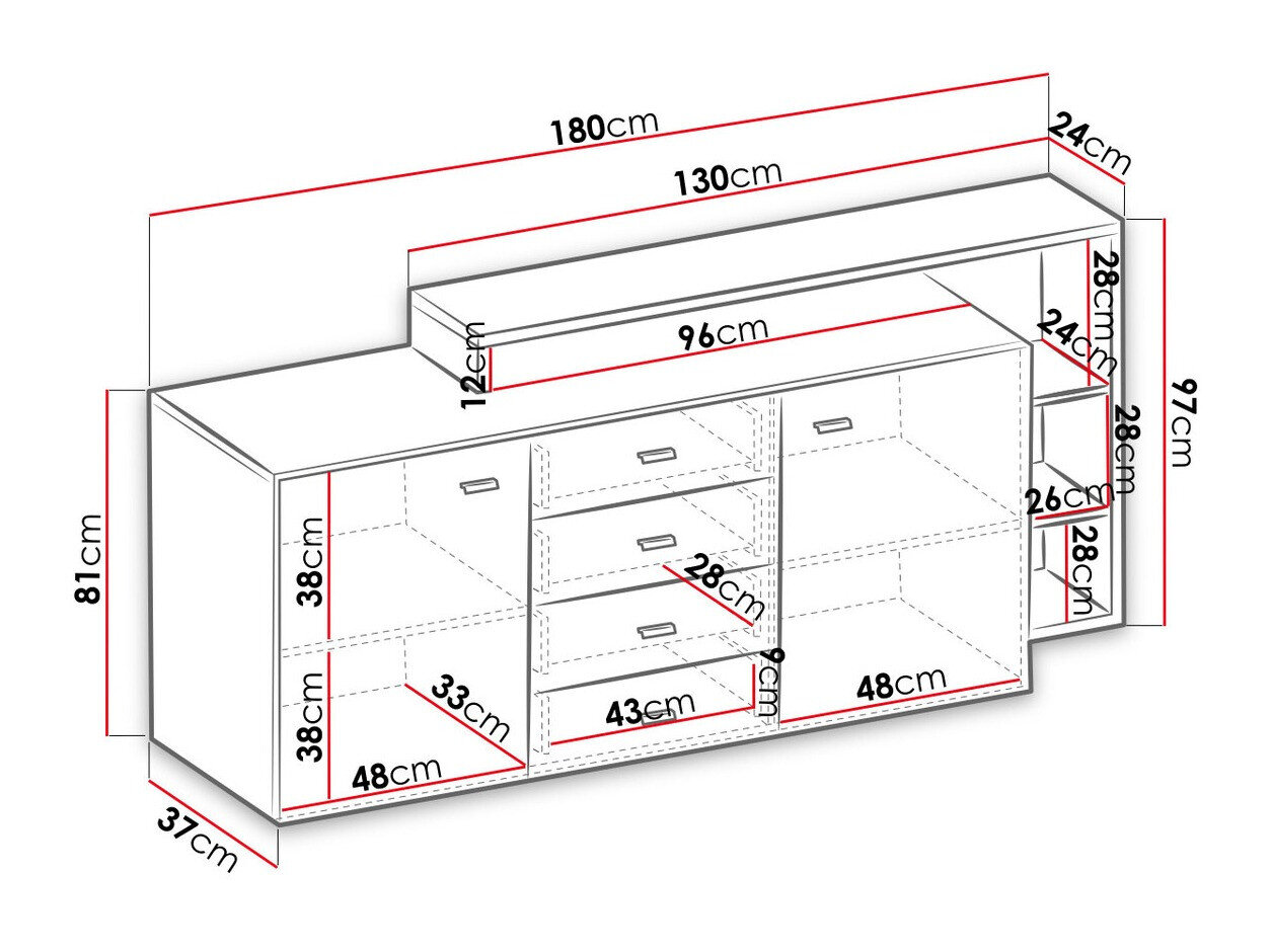Kommode Lutiva 106 (Antracit + Ribbeck egetræ)