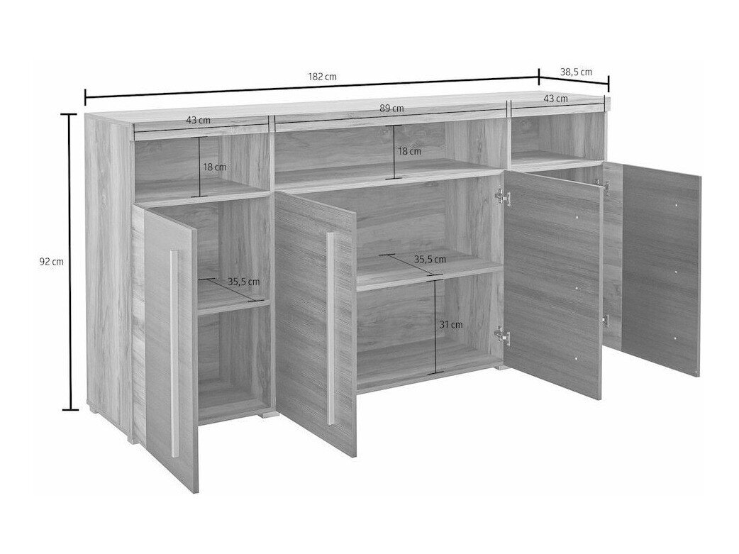 Skænk Sorciro 107 (Nød + Mørk eg)