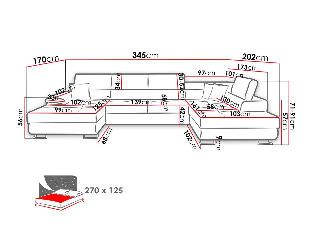 Hjørnesofa Comfivo 190 (Magic Velvet 2217 + Magic Velvet 2219)
