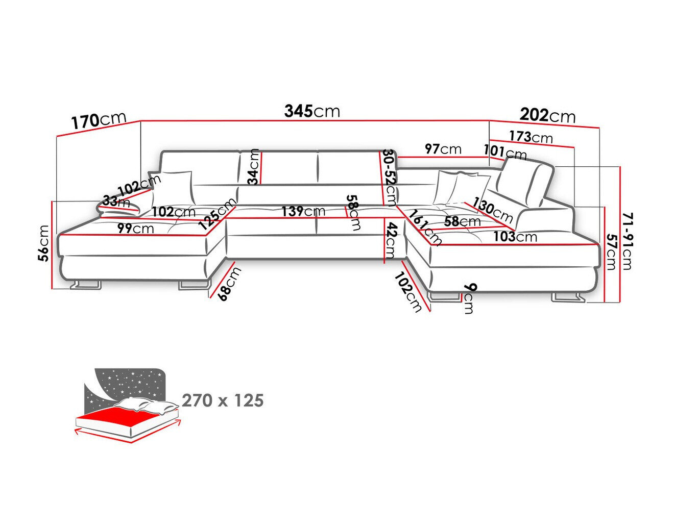 Hjørnesofa Comfivo 190 (Soft 011 + Lux 06 + Soft 011)