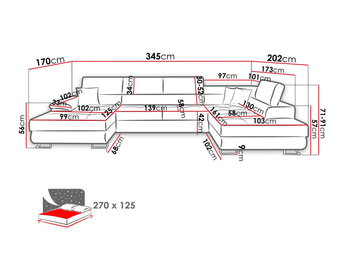 Hjørnesofa Comfivo 190 (Soft 017 + Lux 06 + Soft 017)