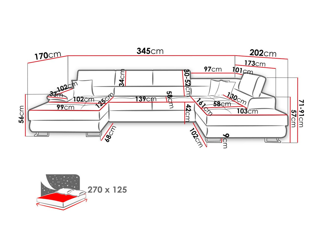 Hjørnesofa Comfivo Ruta IV (Magic Velvet 2217 + Magic Velvet 2219)