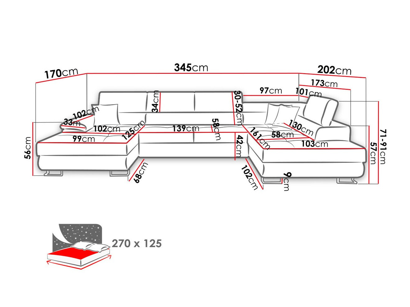 Hjørnesofa Comfivo Ruta IV (Soft 011 + Lux 06 + Soft 011)