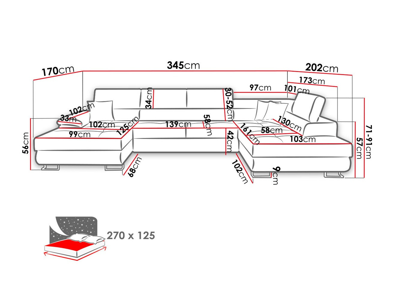Hjørnesofa Comfivo Ruta IV (Soft 011 + Lux 06 + Soft 011)