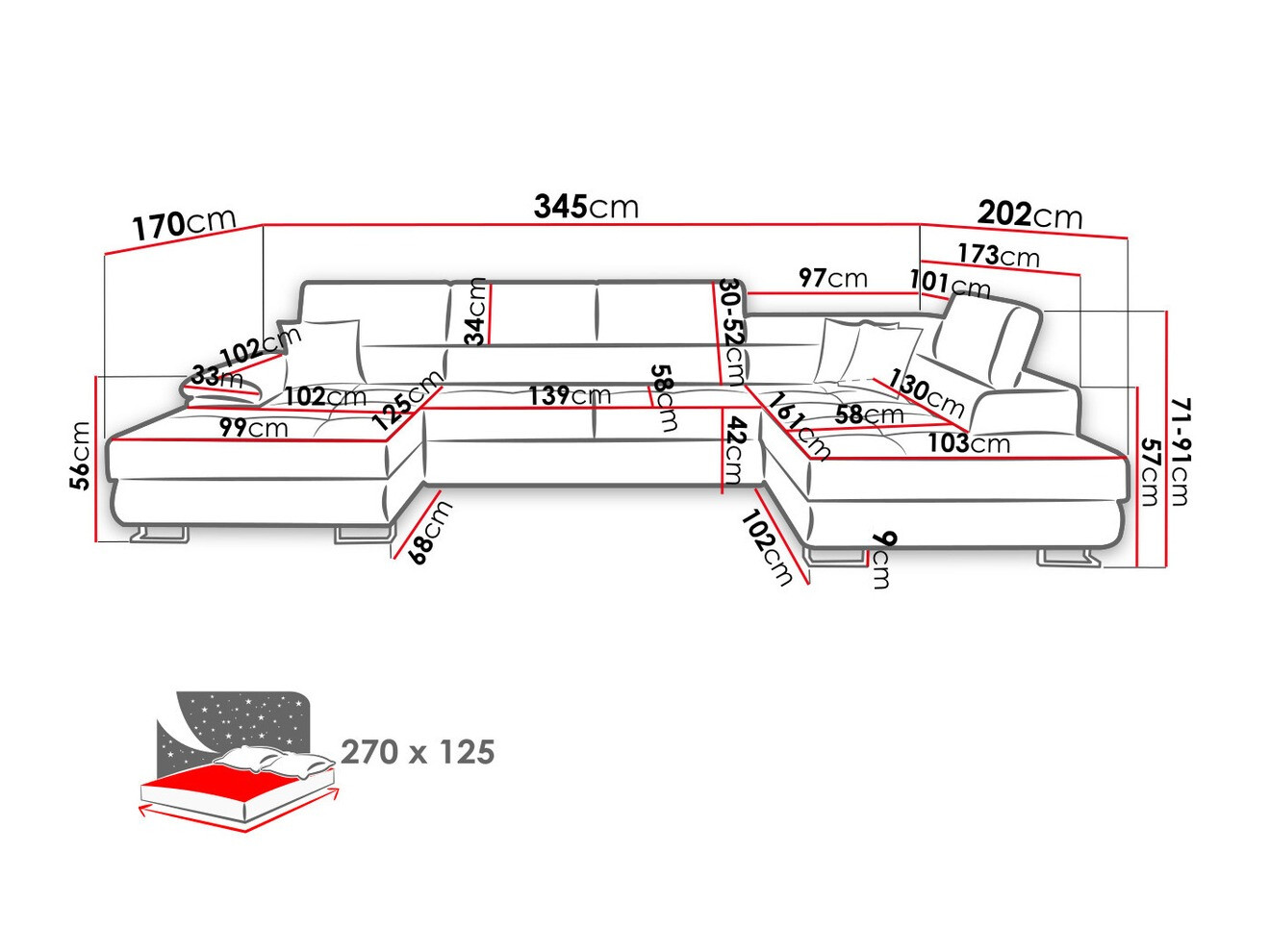 Hjørnesofa Comfivo Ruta IV (Soft 017 + Lux 06 + Soft 017)