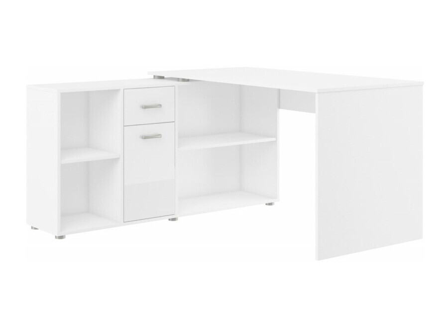 Hjørneskrivebord Gilroy 113 (Hvid + Glansfuld hvid)