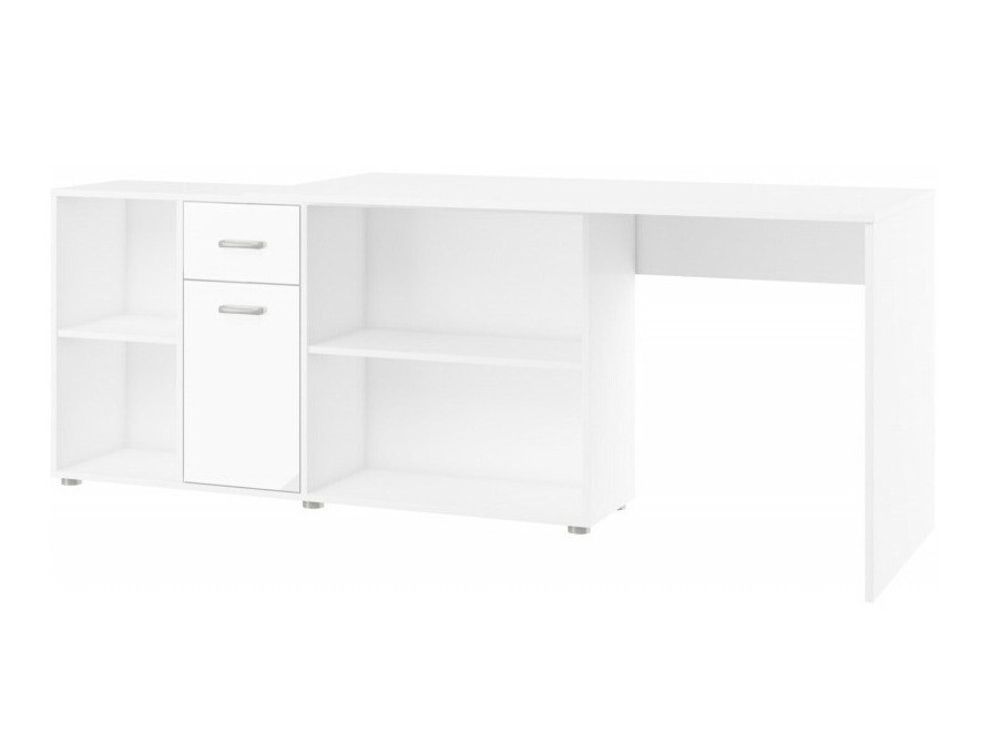 Hjørneskrivebord Gilroy 113 (Hvid + Glansfuld hvid)