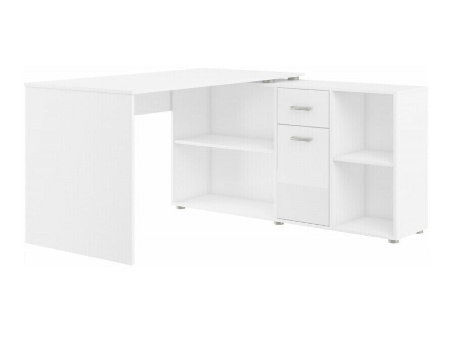 Hjørneskrivebord Gilroy 113 (Hvid + Glansfuld hvid)