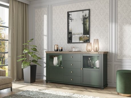 Kommode Tolnue 103 (Mørkegrøn + Lefkas eg)