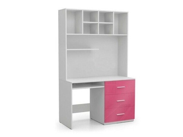Skrivebord Campus (Hvid + Glansfuld hvid + Glossy pink)