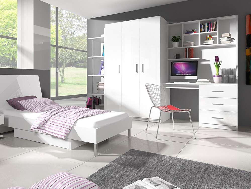 Skrivebord Campus (Hvid + Glansfuld hvid)
