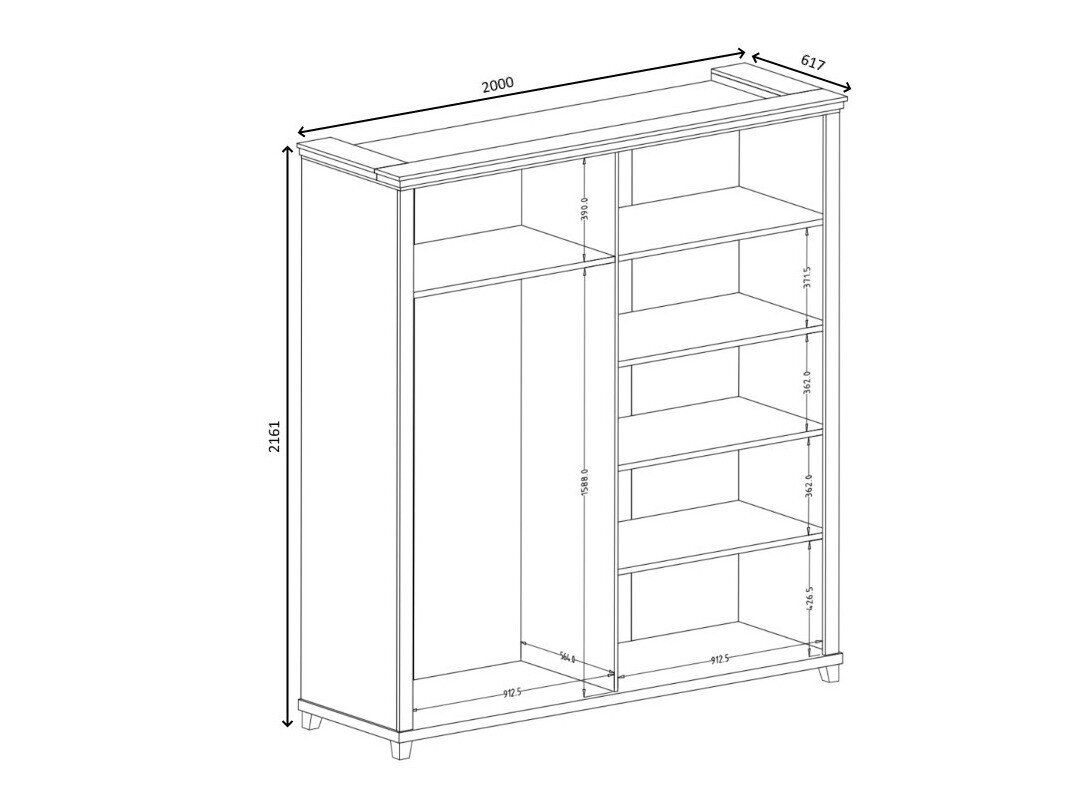 Garderobeskab Tolnue 115 (Mørkegrøn + Lefkas eg)