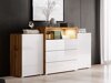Kommode Sarasota 127 (Wotan eg + Glansfuld hvid)