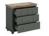 Kommode Tolnue 118 (Mørkegrøn + Lefkas eg)