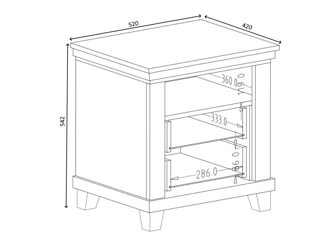 Sengebord Tolnue 117 (Mørkegrøn + Lefkas eg)